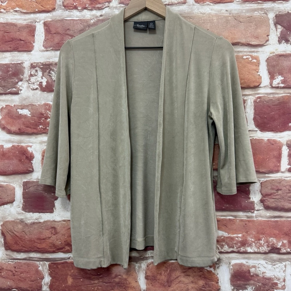 Chicos Shrug Top Womens Small Tan Stretchy Slinky Casual Work Office Career Wear